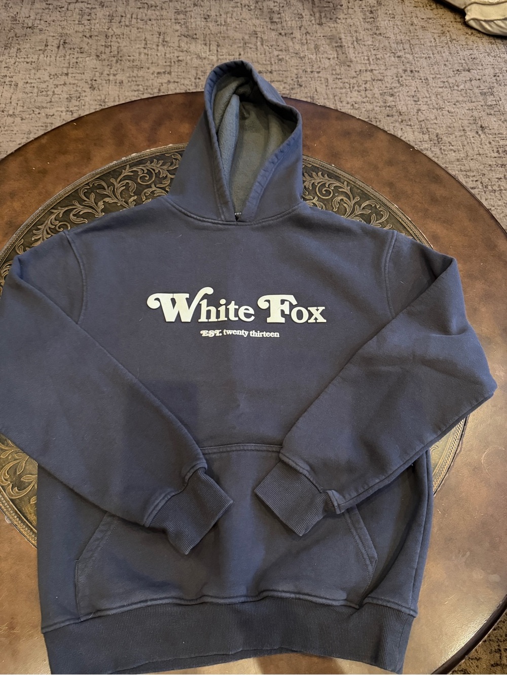 White Fox Boutique dark Gray Logo Hoodie twin flame